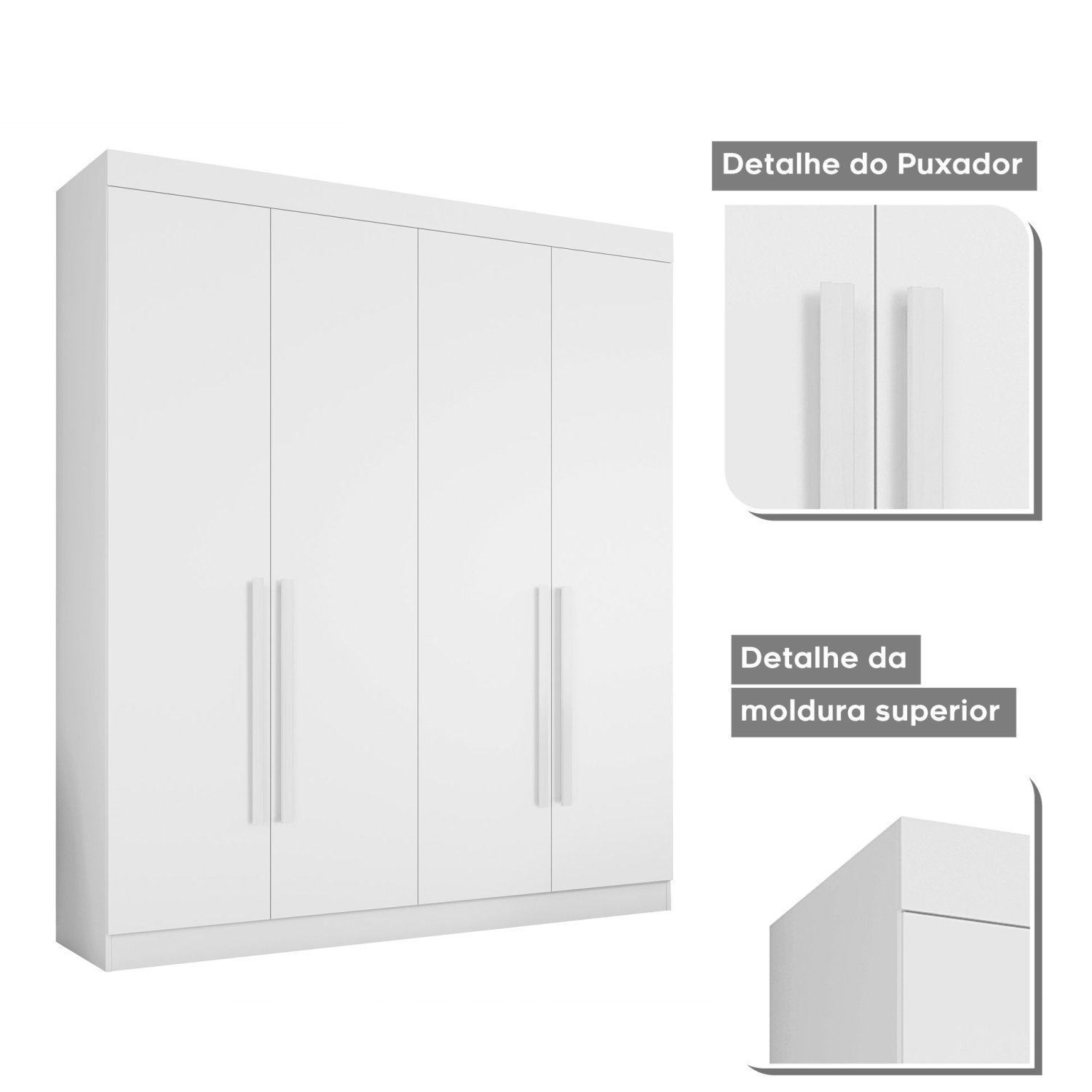 Guarda Roupa Casal 4 Portas 3 Gavetas Roma  - 8