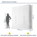 Ver imagem 4 de Guarda Roupa Casal 4 Portas 3 Gavetas Roma 100% MDF Branco