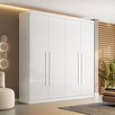 Ver imagem 1 de Guarda Roupa Casal 4 Portas 3 Gavetas Roma 100% MDF Branco