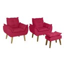 Ver imagem 1 de Kit 2 Poltronas Decorativas Opala e Puff Opala Suede Vermelha Su Decor