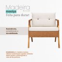 Ver mais imagens de Kit 2 Poltronas Decorativas para Sala Recepção Laura Linho Braço Madeira Corino Peroba Exclusiva
