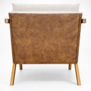 Ver imagem 4 de Kit 2 Poltronas Decorativas para Sala Recepção Laura Linho Braço Madeira Corino Peroba Exclusiva
