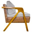 Ver imagem 4 de Kit 2 Poltronas Laura Moderna Corino e Linho Cores Pé Castanho