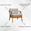 Ver mais imagens de Kit 2 Poltronas Laura Moderna Corino e Linho Cores Pé Castanho