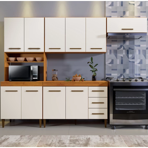 Cozinha Completa Atenas 10 Portas 3 Gavetas Kaiki Móveis - Nature/off