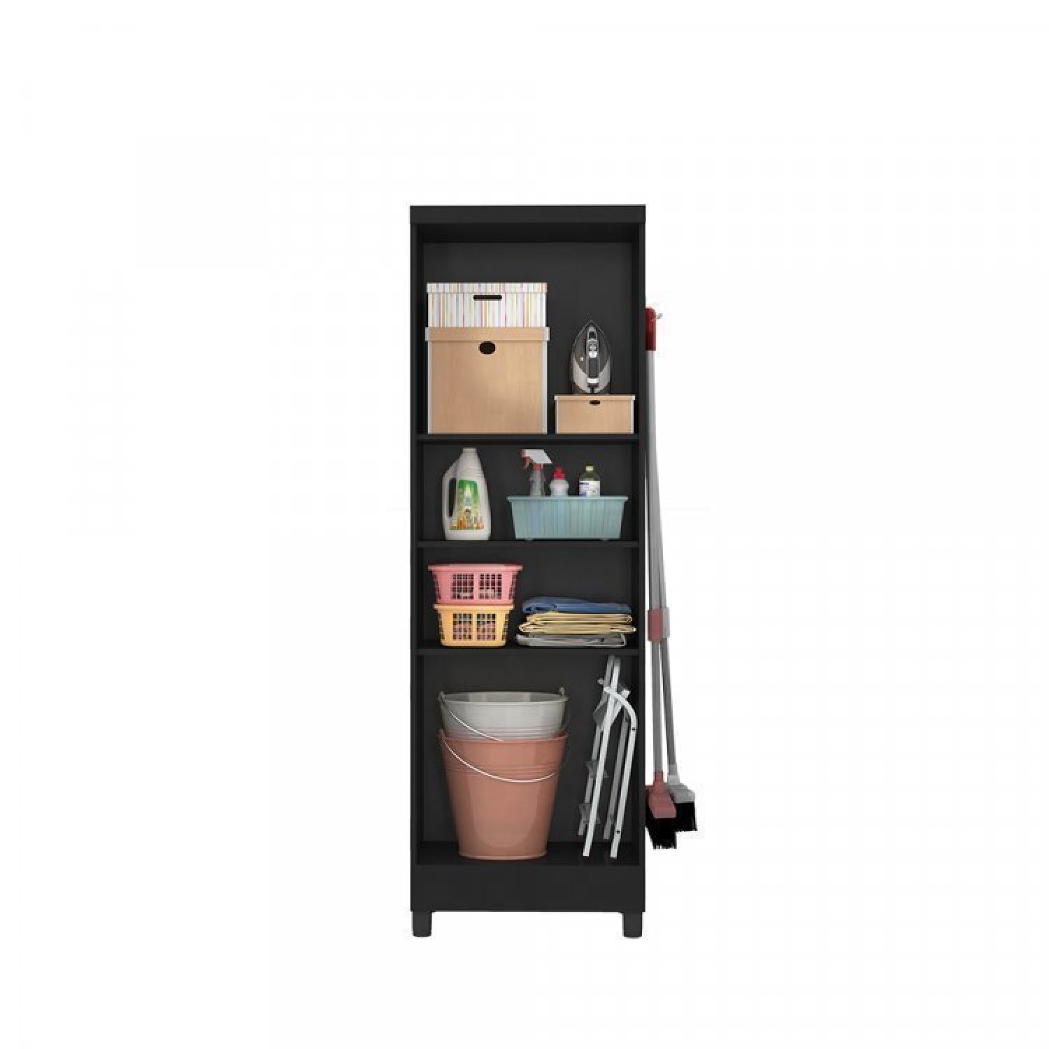 Conjunto Home Office 4 Peças 3 Estante 1 Armário Espresso Móveis - 11