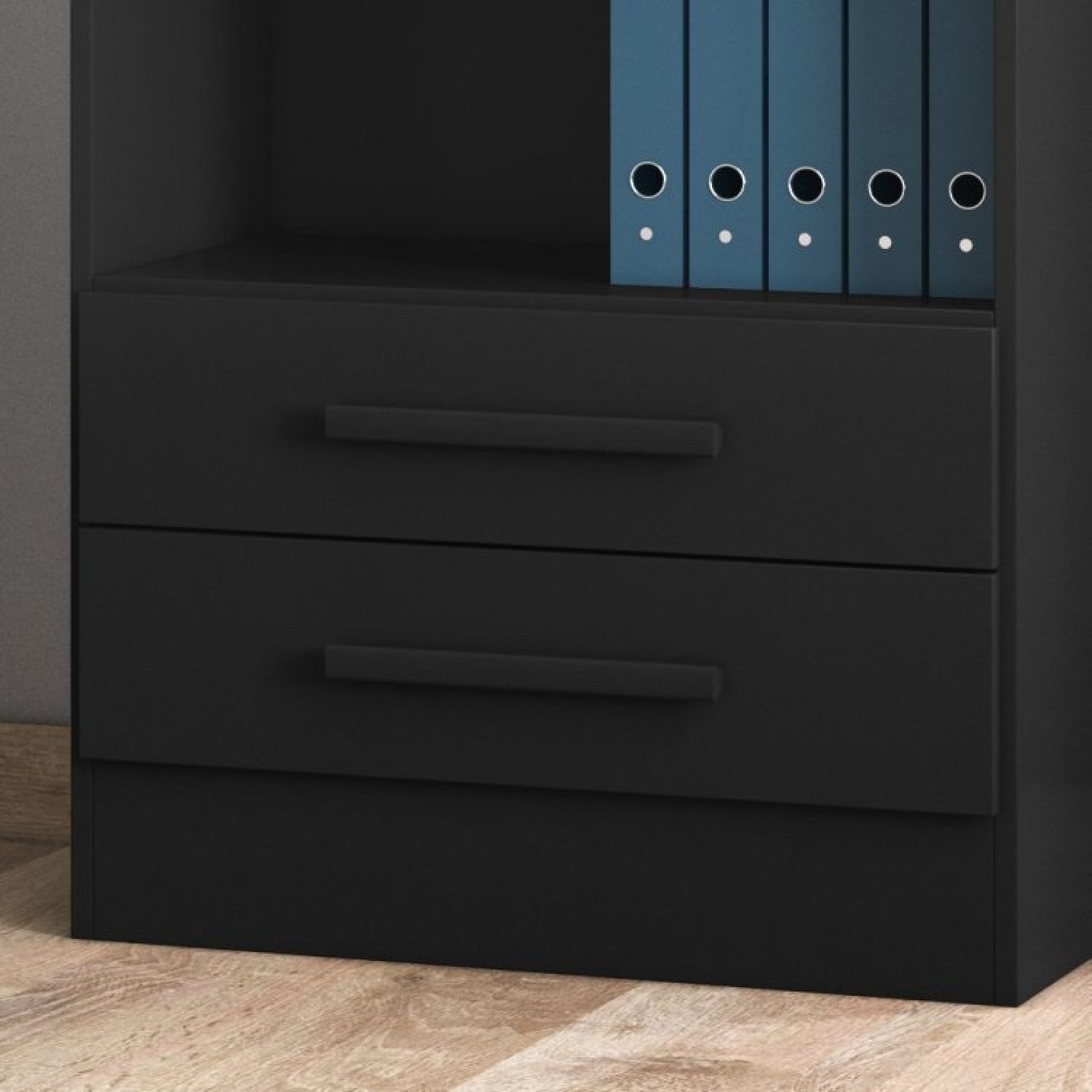 Conjunto Home Office 4 Peças 3 Estante 1 Armário Espresso Móveis - 15