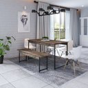 Ver imagem 1 de Conjunto Mesa de Jantar com 1 Banco e 4 Cadeiras Eames Base Madeira Espresso Móveis Marrom