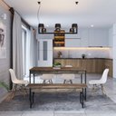 Ver imagem 2 de Conjunto Mesa de Jantar com 1 Banco e 4 Cadeiras Eames Base Madeira Espresso Móveis Marrom