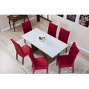 Ver imagem 2 de Kit Capa de Cadeira 2 Peças Suede Veludo Sala de Jantar Protege o Estofado Renova o Visual Vermelho