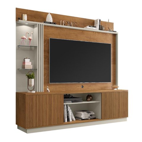 Estante Home para Tv Atlanta 2 Portas Naturalle/off White/ripado - Bechara
