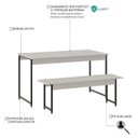 Ver imagem 3 de Conjunto Mesa de Jantar com 1 Banco e 4 Cadeiras Eames Base Madeira Espresso Móveis Branco