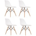 Ver imagem 5 de Conjunto Mesa de Jantar com 1 Banco e 4 Cadeiras Eames Base Madeira Espresso Móveis Branco