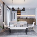 Ver imagem 2 de Conjunto Mesa de Jantar com 1 Banco e 4 Cadeiras Eames Base Madeira Espresso Móveis Branco