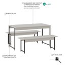 Ver imagem 3 de Conjunto Mesa de Jantar com 2 Banco e 2 Cadeiras Eames Base Madeira Espresso Móveis Branco