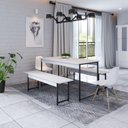 Ver imagem 1 de Conjunto Mesa de Jantar com 2 Banco e 2 Cadeiras Eames Base Madeira Espresso Móveis Branco