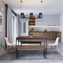 Ver imagem 2 de Conjunto Mesa de Jantar com 2 Banco e 2 Cadeiras Eames Base Madeira Espresso Móveis Marrom