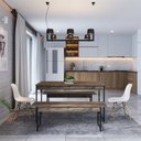 Ver imagem 2 de Conjunto Mesa de Jantar com 2 Banco e 2 Cadeiras Eames Base Madeira Espresso Móveis Marrom