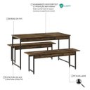 Ver imagem 3 de Conjunto Mesa de Jantar com 2 Banco e 2 Cadeiras Eames Base Madeira Espresso Móveis Marrom