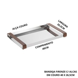 Bandeja Firenze C/ Alças em Couro 40x26,5 Cm Forma Organizar - 5