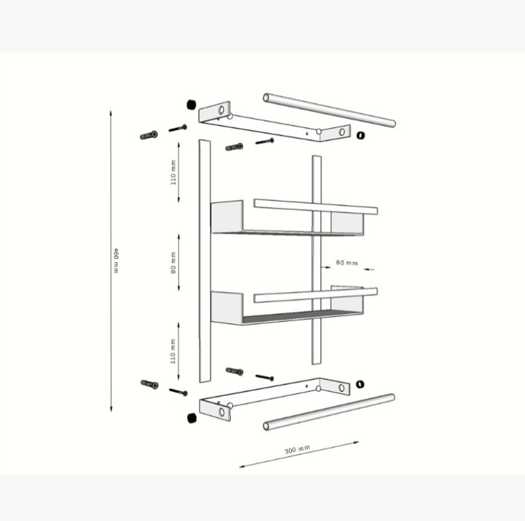 Prateleira de Utensílios Porta Temperos Cozinha Preto Fosco - 4