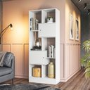 Ver imagem 3 de Conjunto Home Office 3 Peças Mesa para Escritório Gamer e 2 Estantes para Livros Espresso Móveis Branco