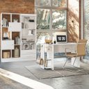 Ver imagem 1 de Conjunto Home Office 3 Peças Mesa para Escritório Gamer e 2 Estantes para Livros Espresso Móveis Branco