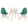 KIT - Mesa redonda Eames 80 cm branco + 2 cadeiras Eiffel DSW Verde escuro - 1
