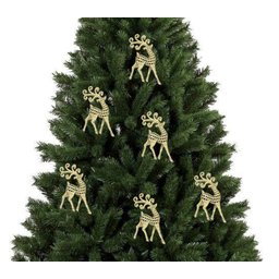 Kit Rena Elegante Natal Gliter Dourado Pendente 13cm 6 Peças Enfeite Árvore - Master Christmas - 2