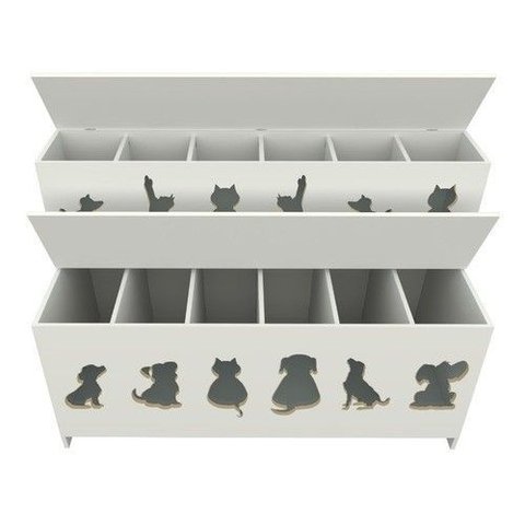 Expositor de Ração: Pet Box Kids 12 Divisões Vetorial Móveis