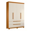 Ver imagem 3 de Guarda Roupa Solteiro 4 Portas 4 Gavetas Doble Marrom/Cinamomo/Off White