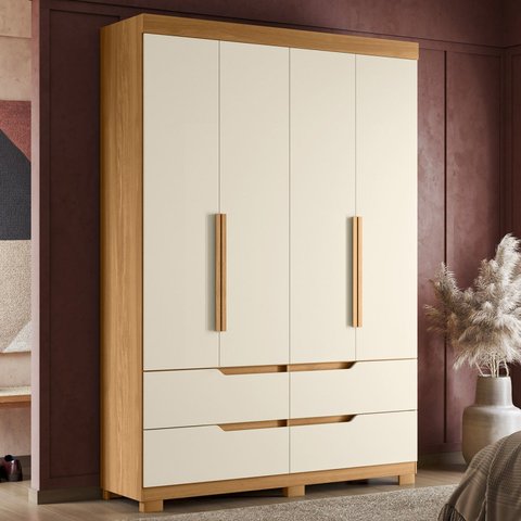 Guarda Roupa Solteiro 4 Portas 4 Gavetas Doble 