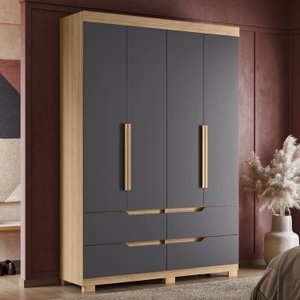 Guarda Roupa Solteiro 4 Portas 4 Gavetas Doble 