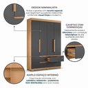 Ver imagem 5 de Guarda-Roupa Solteiro 4 Portas 4 Gavetas Doble Freijó