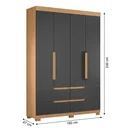 Ver imagem 4 de Guarda-Roupa Solteiro 4 Portas 4 Gavetas Doble Freijó