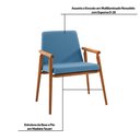 Ver imagem 3 de Kit 6 Cadeiras Decorativa Sala de Jantar Sidnei Linho Azul - Gran Belo