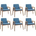 Ver imagem 1 de Kit 6 Cadeiras Decorativa Sala de Jantar Sidnei Linho Azul - Gran Belo