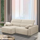 Ver imagem 1 de Sofá Decorativo Sala de Estar Ibiza 3 Lugares 240cm Reclinável e Retrátil Bouclê Bege Claro G89