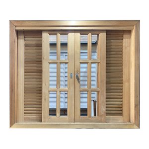 Janela de Madeira Veneziana de Correr Reto Eucalipto Grandis Rosa - 1,20 (A) x 2,00 (L)