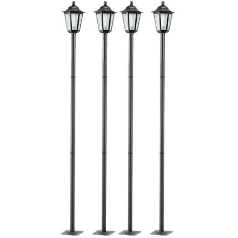 Kit 4 Postes 1,71m Luminária Grega Preto Jardim E27 Lente Fosca Clássico Dital