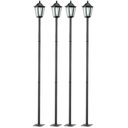 Ver imagem 1 de Kit 4 Postes 1,71m Luminária Grega Preto Jardim E27 Lente Fosca Clássico Dital