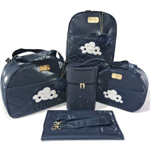 Bolsa maternidade bebê kit 5 peças nuvem marinho impermeável