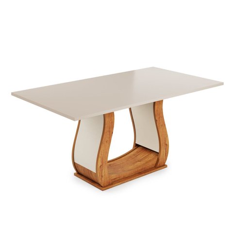Mesa de Jantar 6 Lugares Retangular Tampo de MDP Buenos Aires Bege/Mel/Blonde