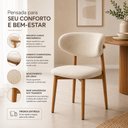 Ver imagem 4 de Kit 4 Cadeiras de Jantar Alice Estofadas Base Amadeirada Creme Sala de Jantar Cozinha Restaurante