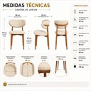 Ver imagem 5 de Kit 4 Cadeiras de Jantar Alice Estofadas Base Amadeirada Creme Sala de Jantar Cozinha Restaurante