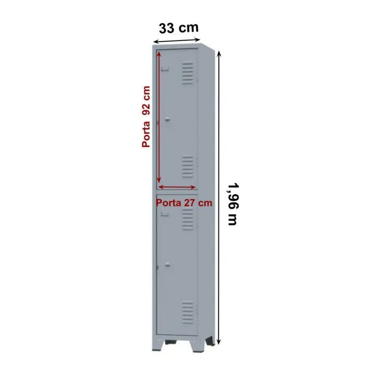 Roupeiro de aço cinza com 02 portas grandes 1,96×0,33×0,36 – 3201 - 2