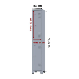 Roupeiro de aço cinza com 02 portas grandes 1,96×0,33×0,36 – 3201 - 7