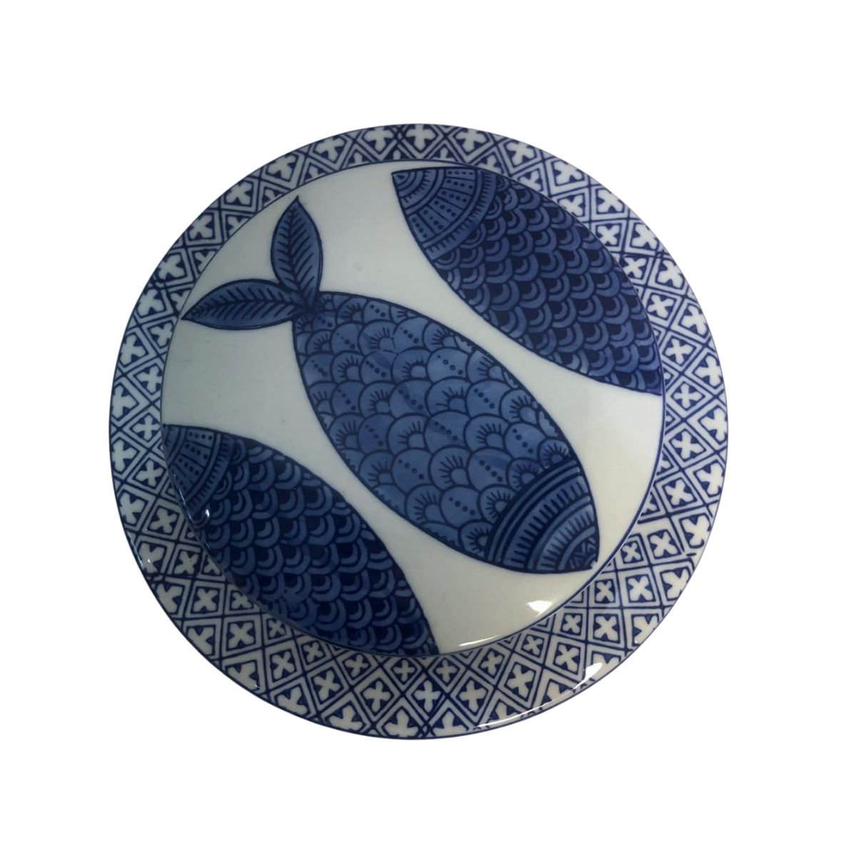 Potiche Decorativa em Cerâmica Porutugesa Peixes Azul 18x19 Cm - 2