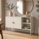Ver imagem 5 de Kit Balcão Buffet e Aparador Alek A03 2 Portas 2 Gavetas MDP Off White 135cm