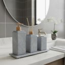 Ver imagem 1 de Kit Banheiro Bancada Lavabo Luxo em Pedra Sabão 4 Peças - Amadeirado